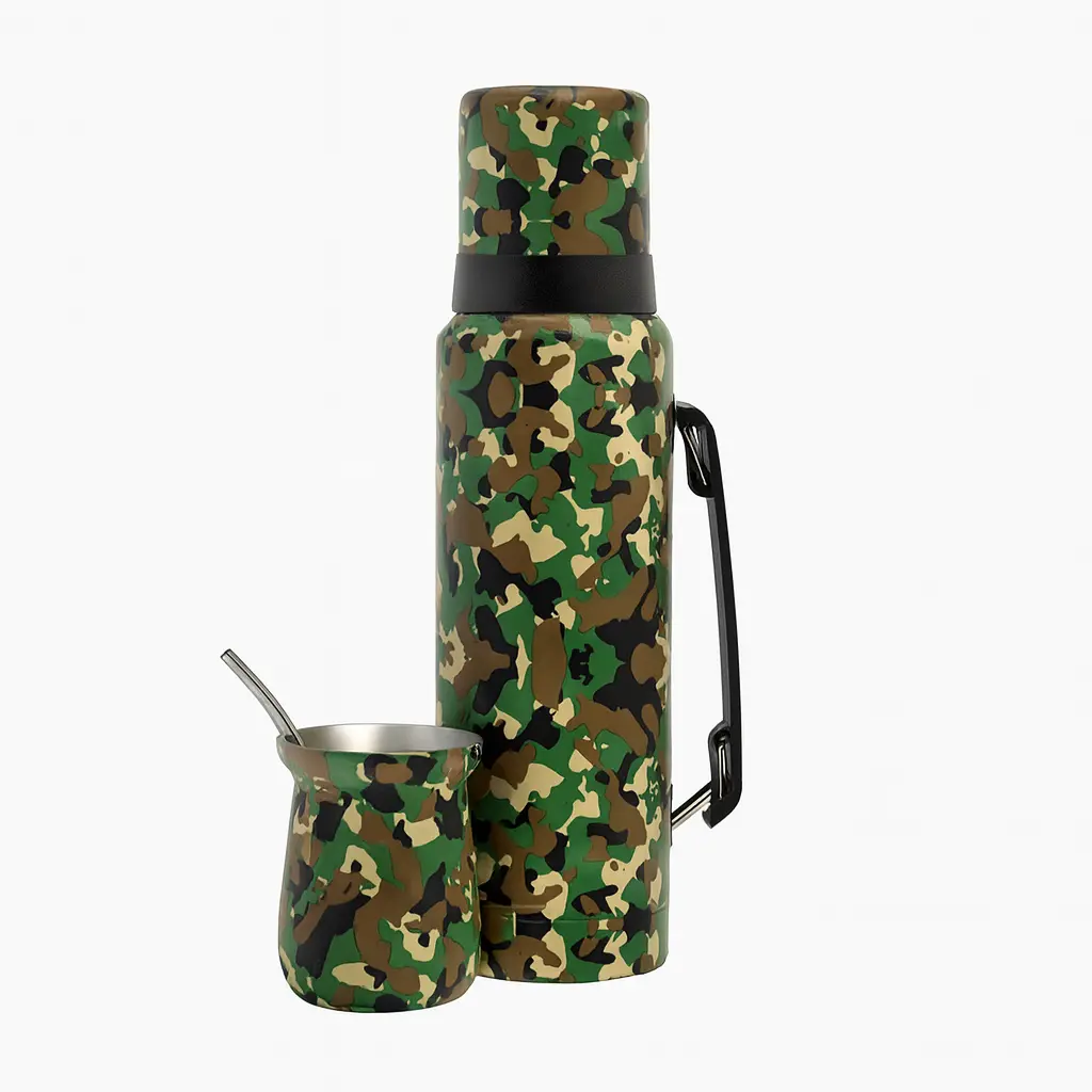 Set termo y mate camuflado de acero (1,2 L) | Termuco