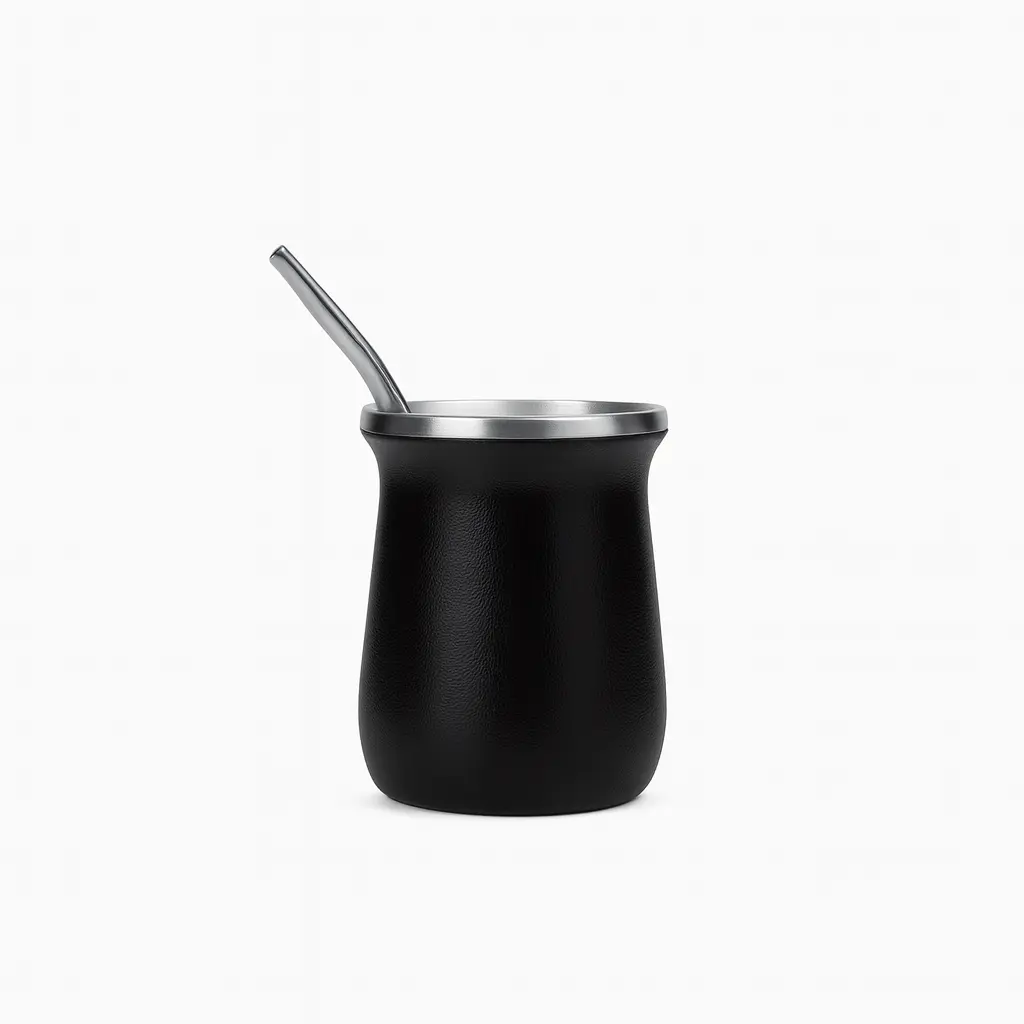 Mate metálico de acero con bombilla | Termuco (Negro)